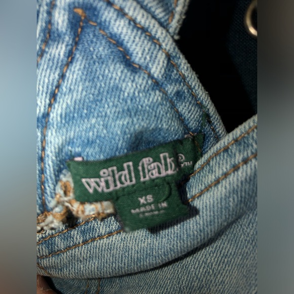 Target Wild Fable Womens Overalls Cut Off Dress Skirt Size XSmall Denim - Picture 8 of 17